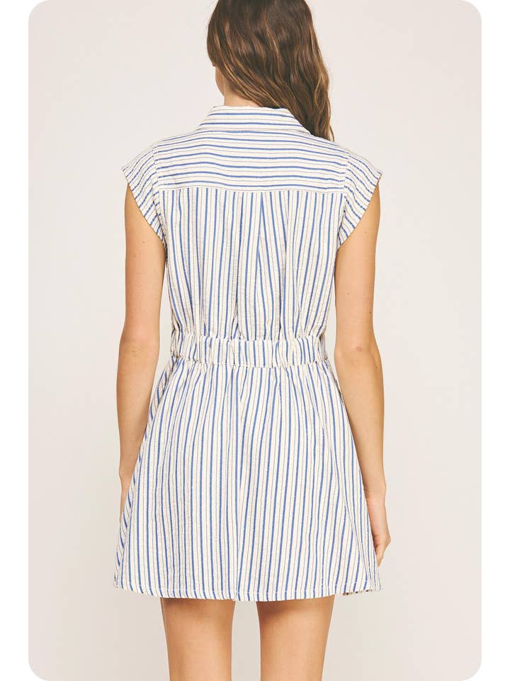 Strut & Bolt - Wholesale Dress - Women's - Top-Stitch Sleeveless Stripe Cotton Mini Dress7