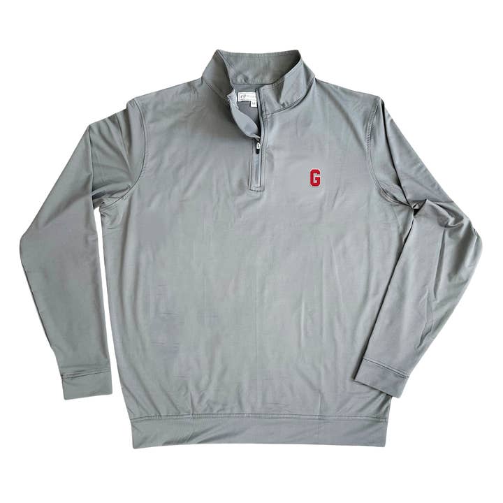 UGA 1/4 Zip Block G Performance Pullover - Ash Gray for wholesale by Peach State Pride