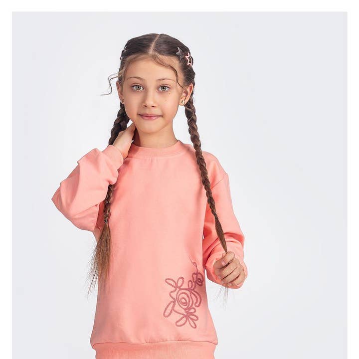 Conjunto de camiseta con cuello redondo y leggings para niñas "Rosa" para venta al por mayor de Dreamline