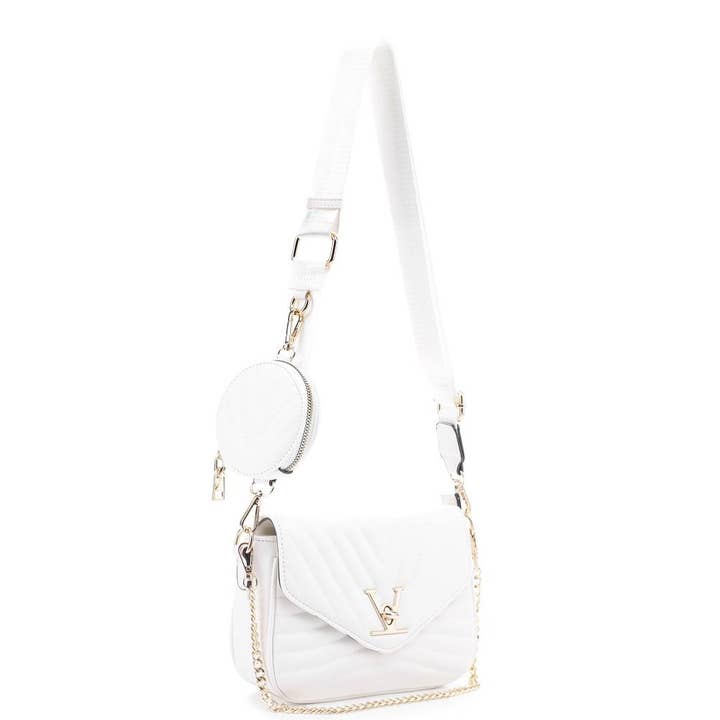 Paperdoll - Wholesale Crossbody Bag - Women's - 2IN1 V LINE CROSSBODY BAG WITH COIN PURSE SET