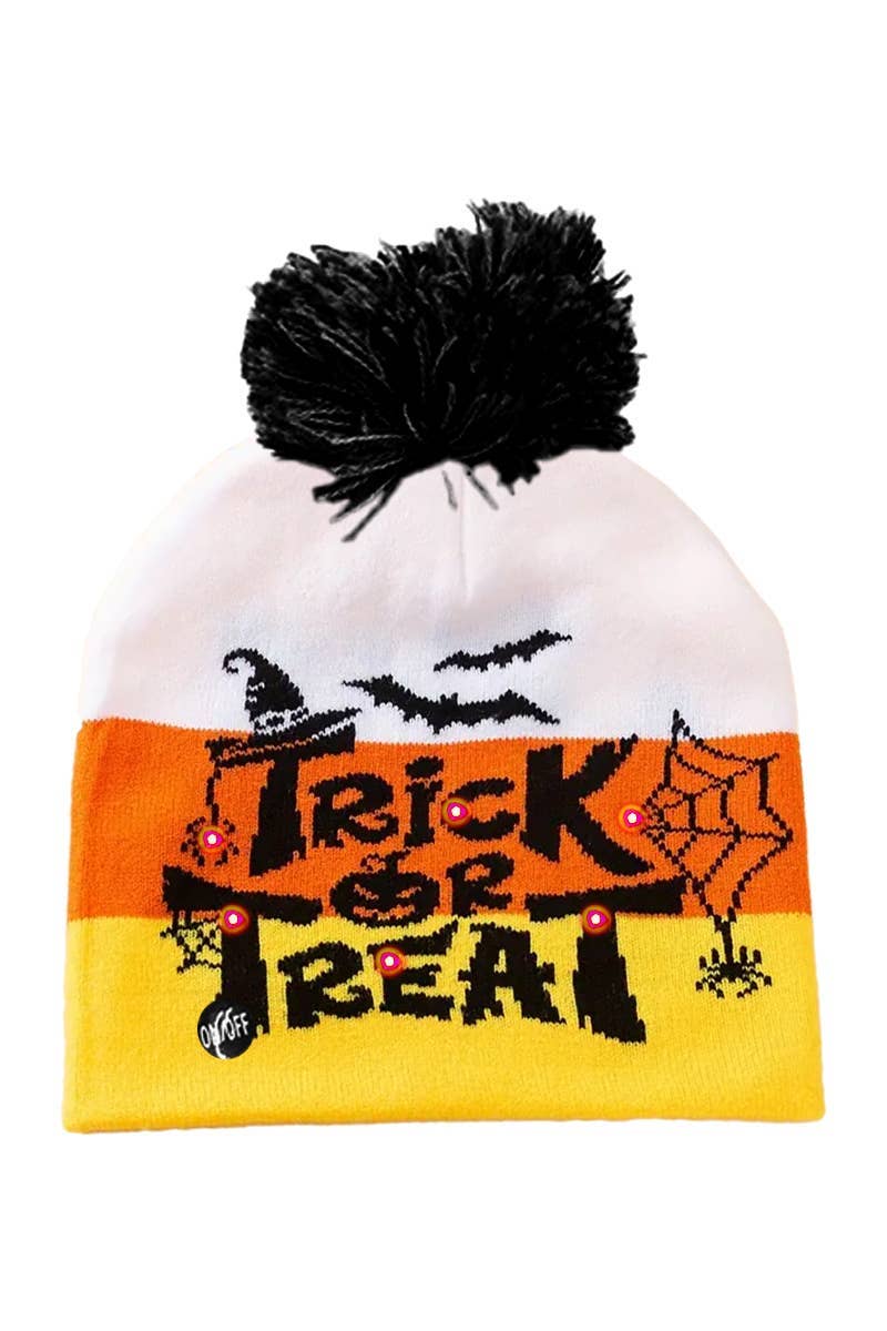 ASSORTED Halloween Led Light-up Pom Pom Short Beanie for wholesale on Faire5
