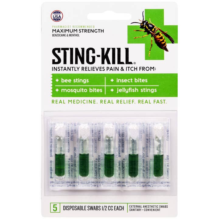 Everyday Supply Co - Wholesale First Aid Kit - STING KILL - Sting Kill Clear/Green Anesthetic Swabs 5 pk
