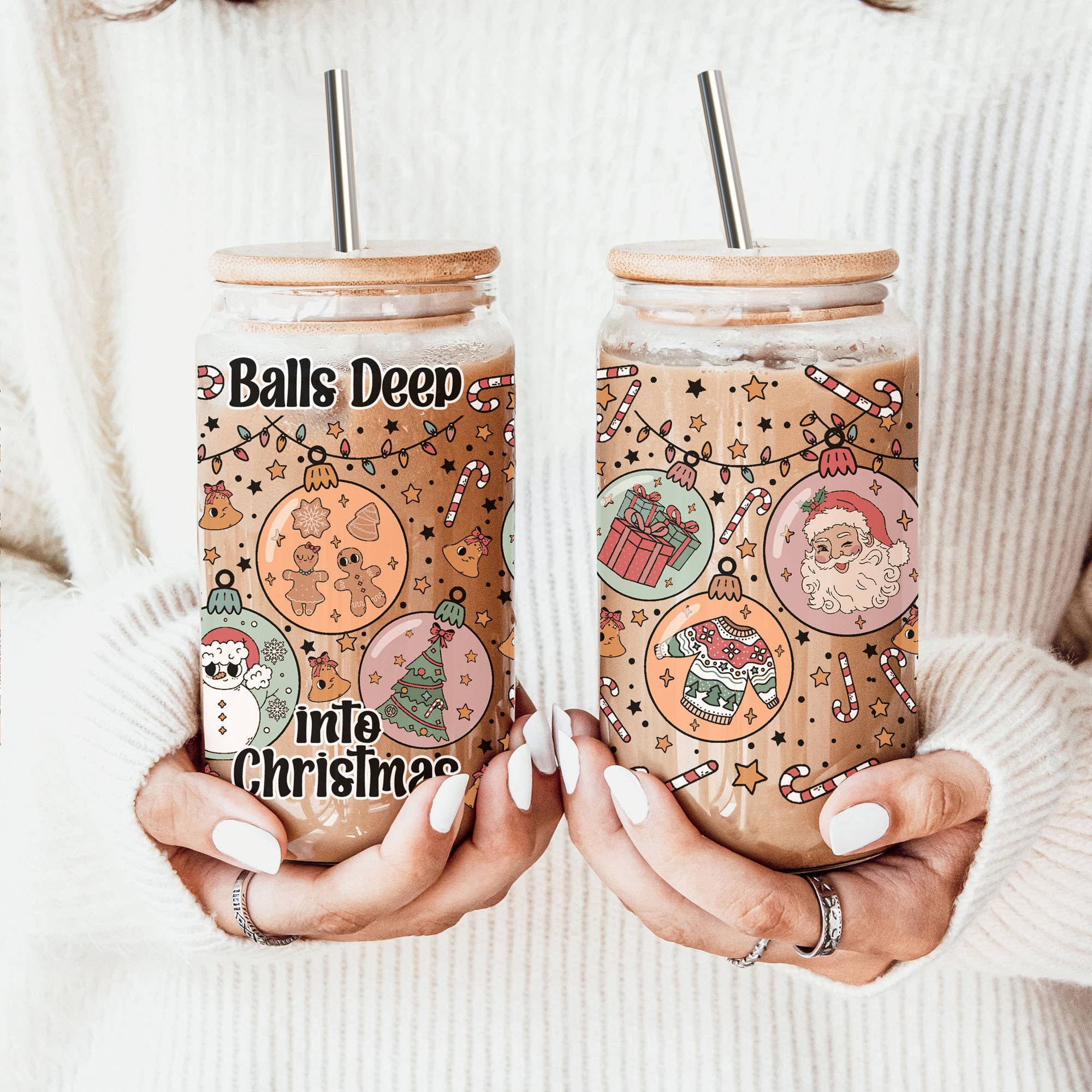 Gia Roma - Wholesale Drinking Glass/Cup - Vintage Christmas Glass Cups with Straw, Kitchen Decoration143