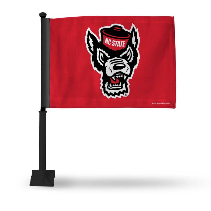 NCAA North Carolina St Wolfpack Black Pole Car Flag for wholesale by Rico Industries