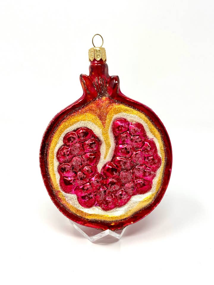 Pomegranate Fruit Holiday Polish Glass Christmas Ornament for wholesale by Kenzies of London