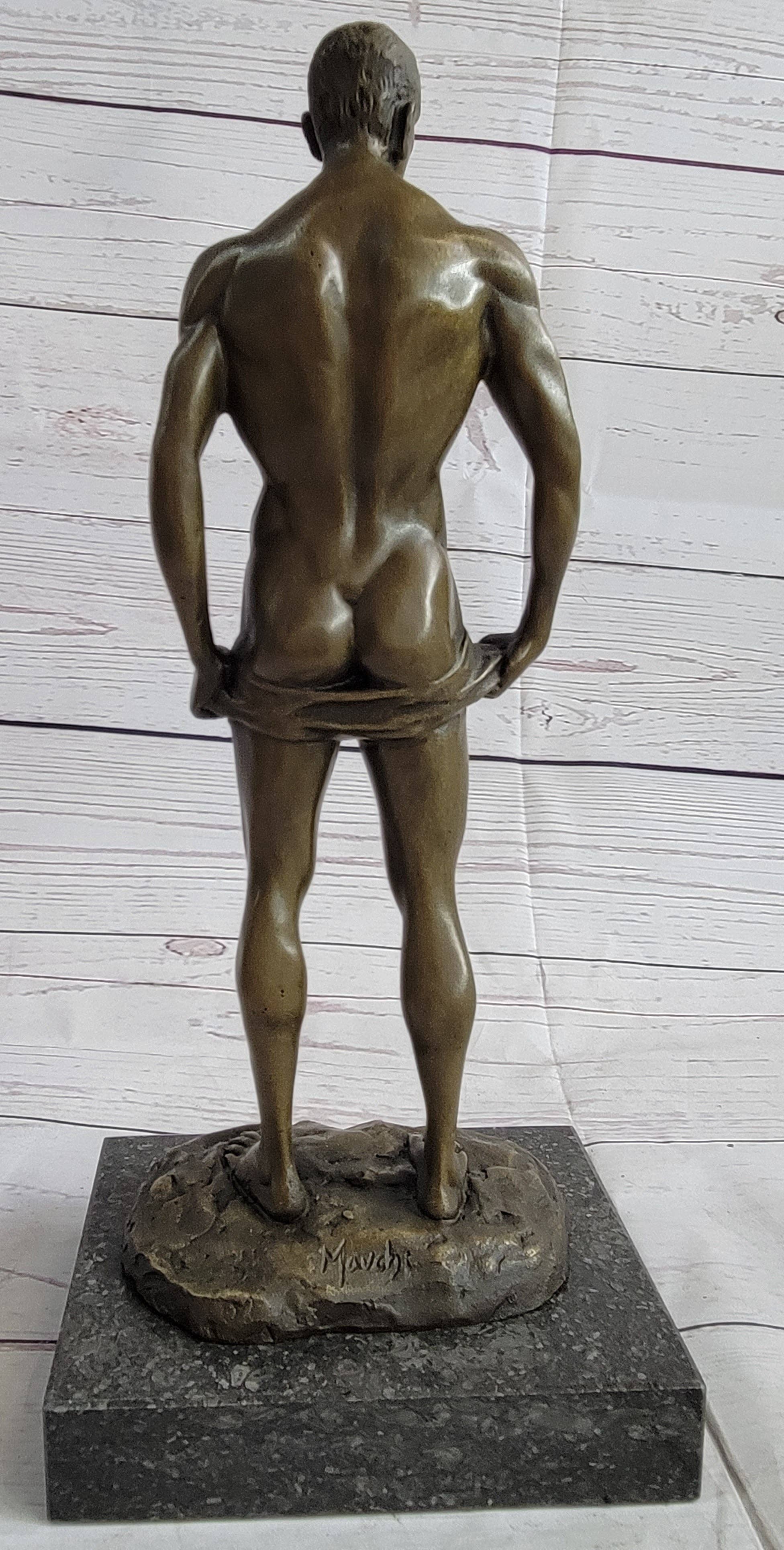 Bronzhaus - Wholesale Sculpture - Well Endowed Muscular Nude Male Figure Gay Art Bronze Statue Sculpture Mavchi 13" x 6"4
