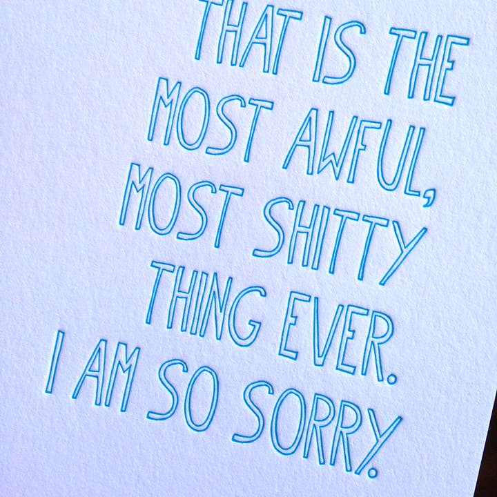 Richie Designs - Wholesale Sympathy Card - Awful Shitty Thing - bereavement, sympathy greeting card1