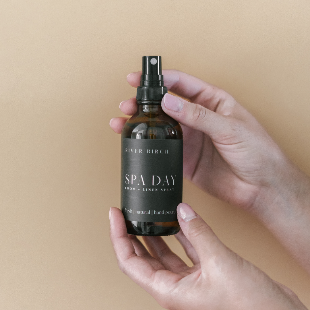 River Birch Candles - Wholesale Room & Linen Spray - Spa Day - 4 oz Amber Glass Room + Linen Spray1