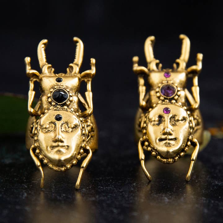 Trollbinde - Vendita all'ingrosso Anelli cocktail/statement - Hidden Magic - Anello con scarabeo con cervo0