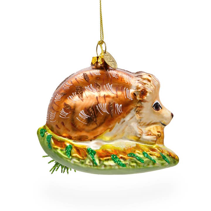 BestPysanky – wholesale Ornament – Cute Hedgehog on Grass Glass Ornament