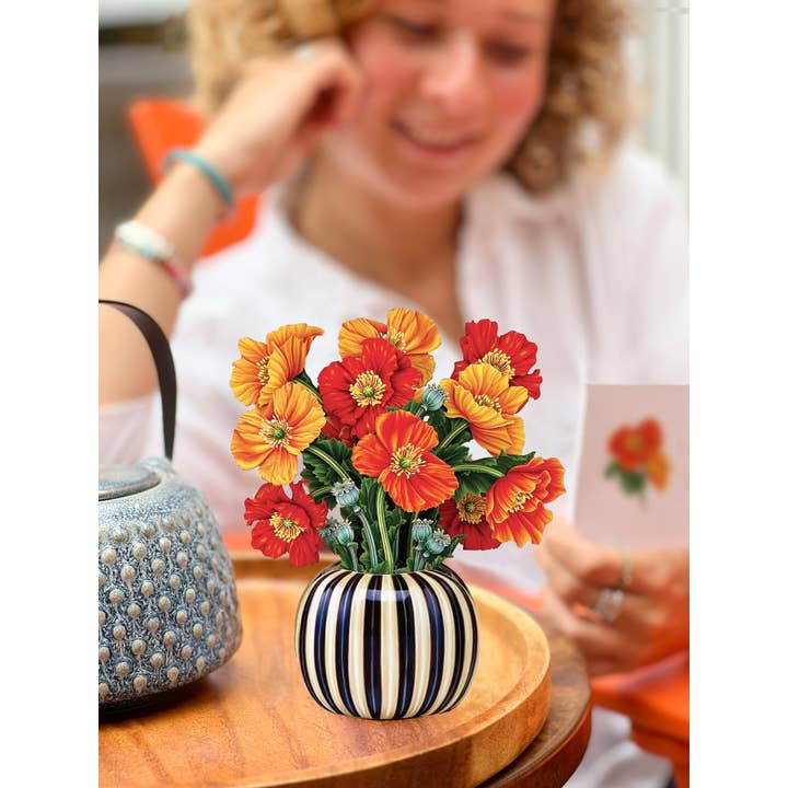 FreshCut Paper LLC - Wholesale Everyday greeting card - Mini French Poppies (10 Pop-up Greeting Cards)1