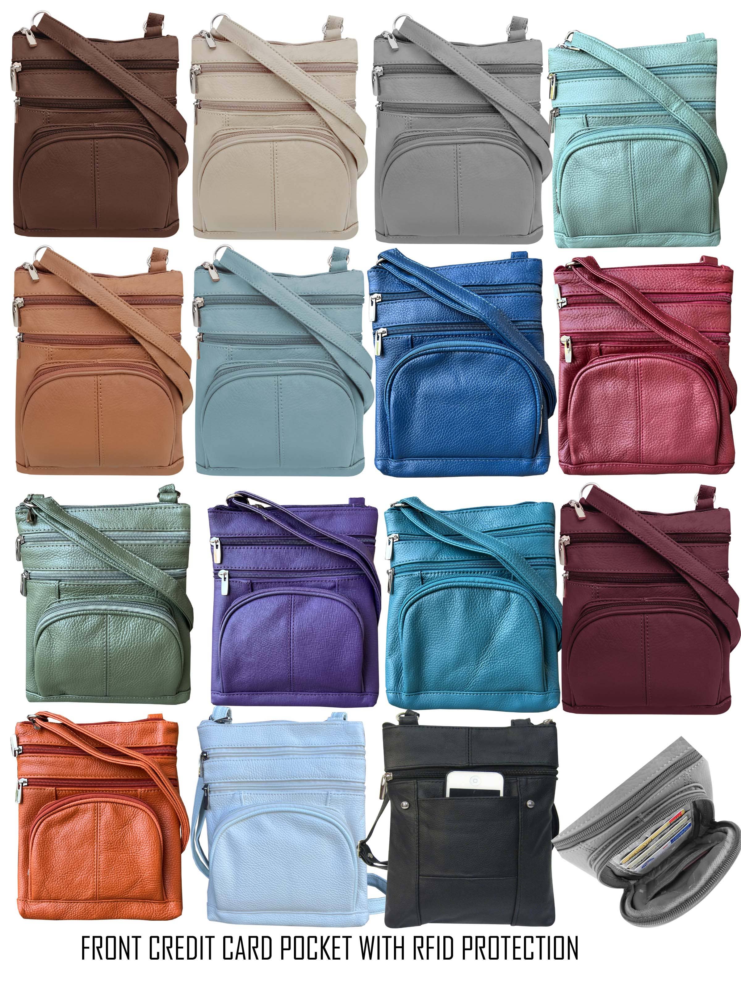 Roma Leathers, Inc. - Wholesale Crossbody Bag - Women's - RM004L Cowhide leather Crossbody with phone pocket back side19