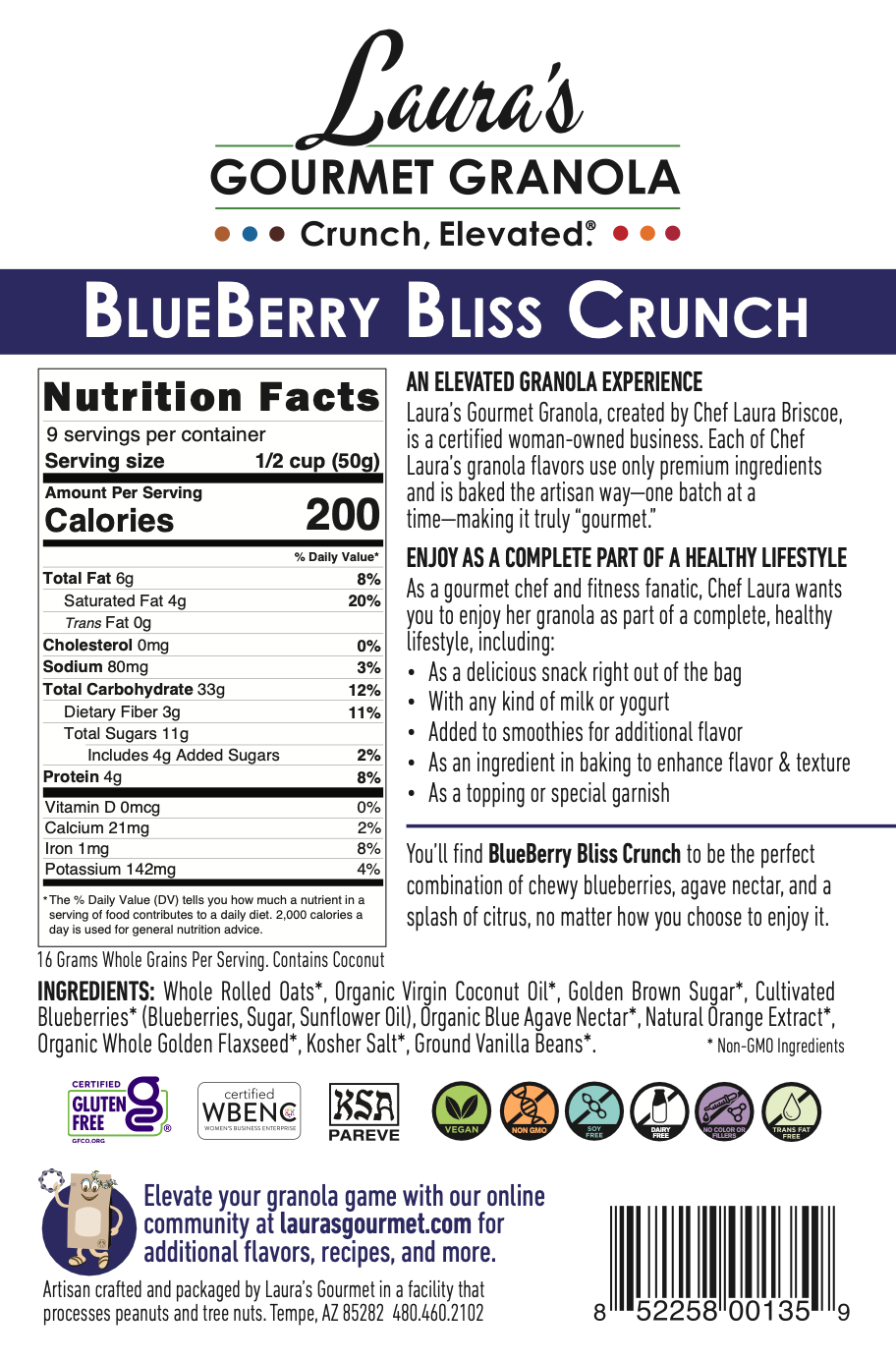 Laura’s Gourmet - Wholesale Granola - BlueBerry Bliss Crunch 25LB Bulk Foodservice Case1