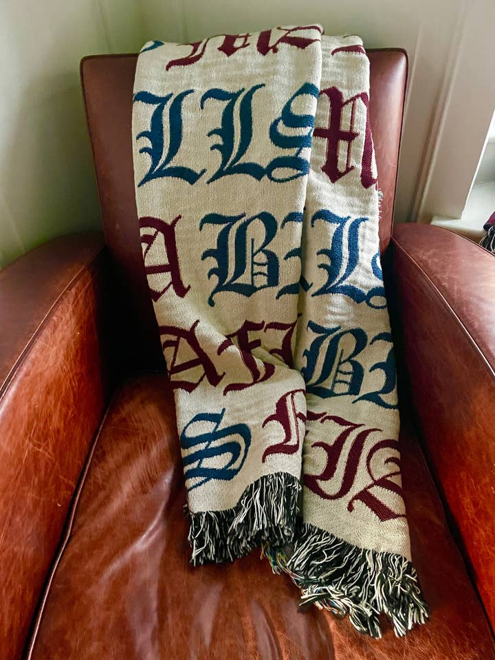 Buffalo Football Bills Mafia 100% Cotton Woven Blanket for wholesale by Rocmar Studio Soft Furnishings Made in USA 100% Cotton