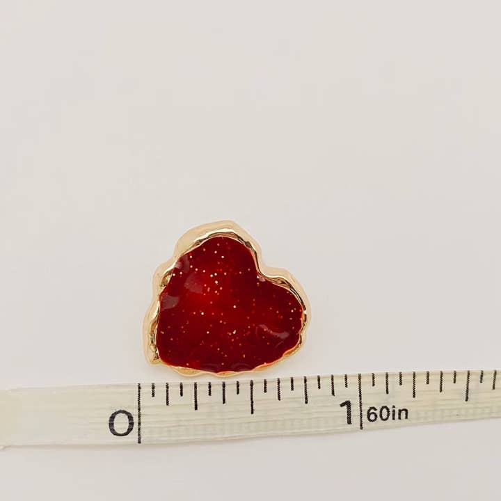 Mio Queena - Wholesale Stud/Post Earrings - Simple Red Enamel Heart-shaped Ear Stud2