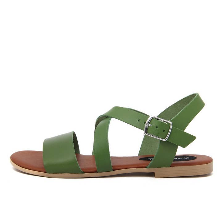 FAG_23195MC_VERDE Sandalo flat in pelle Made in Italy per la vendita all'ingrosso da parte di fashion attitude