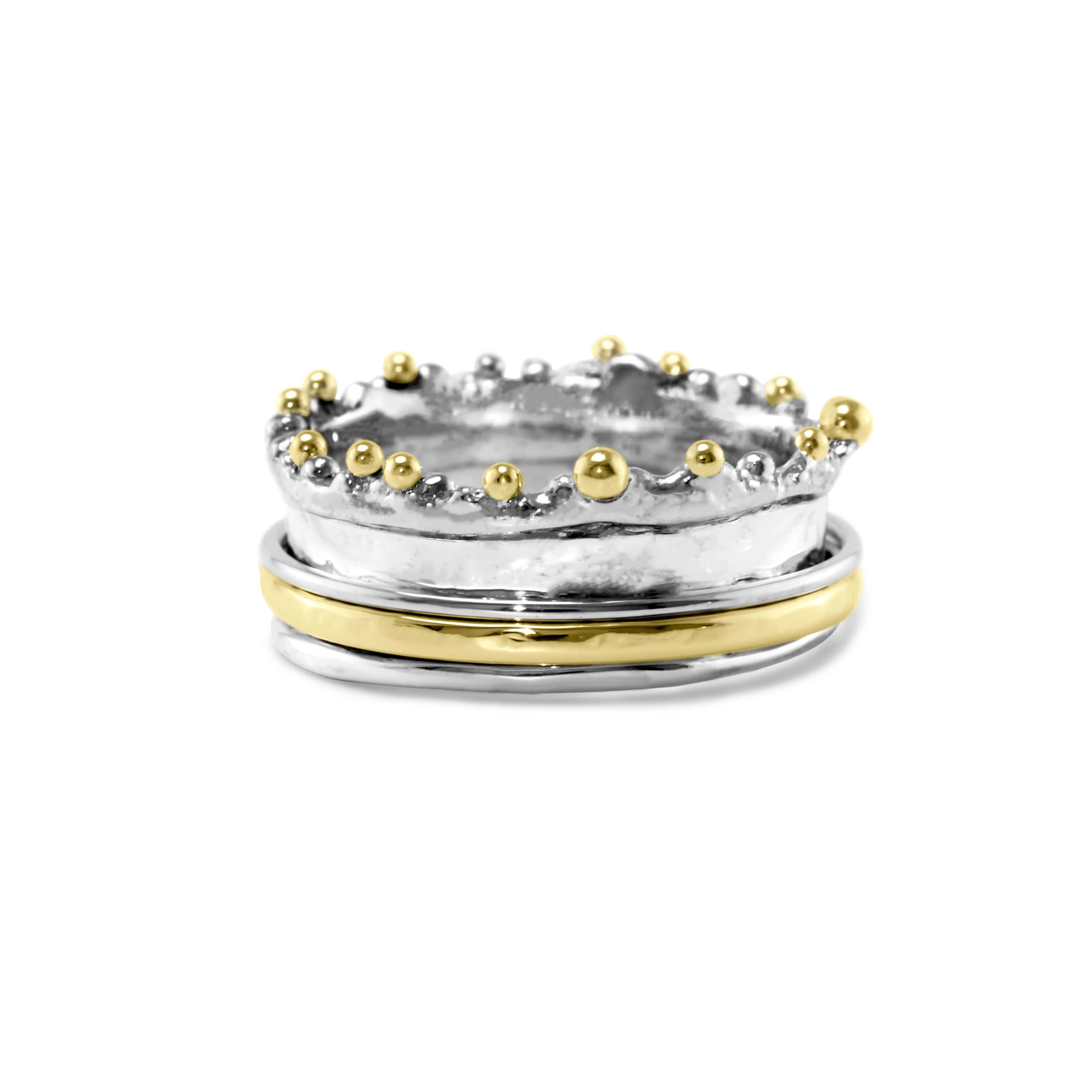 Banyan Jewellery - Wholesale Band/Stacked Ring - Handmade Crown Mixed Metal Spinning Ring3