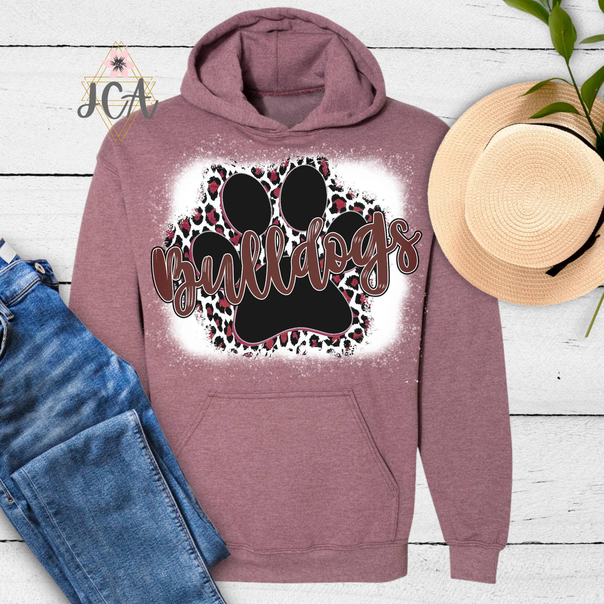 Jocelyn's Comfy Apparel - Wholesale Screen Printed T-Shirt - Women's - Bulldogs Bleached Shirt, Bulldogs School Spirit Shirt3