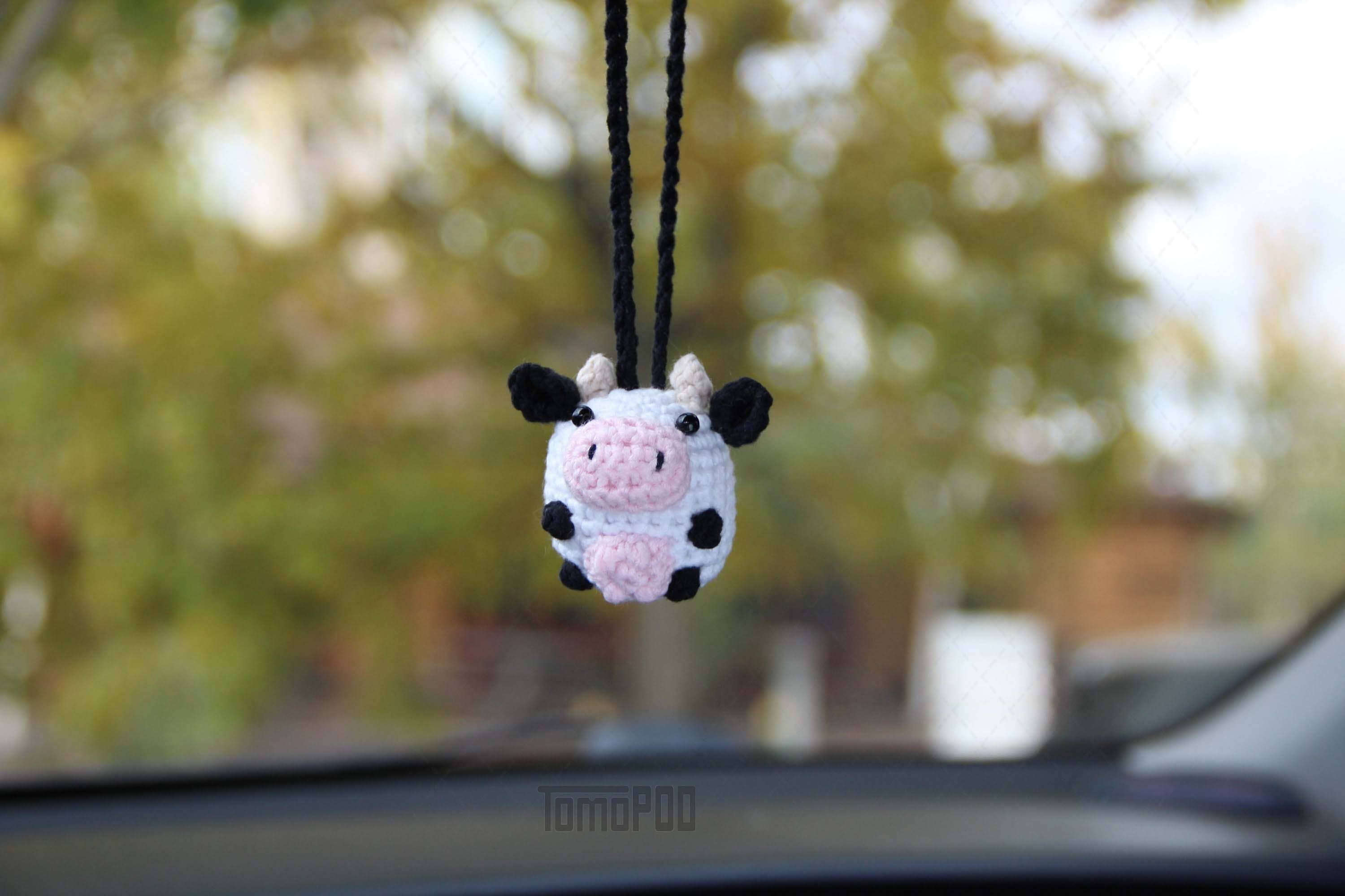 TOMOPOD LLC - Wholesale Car Decorative Charm - Unisex - Crochet Cow Car Mirror Hanging Accessories, New Car Gift1