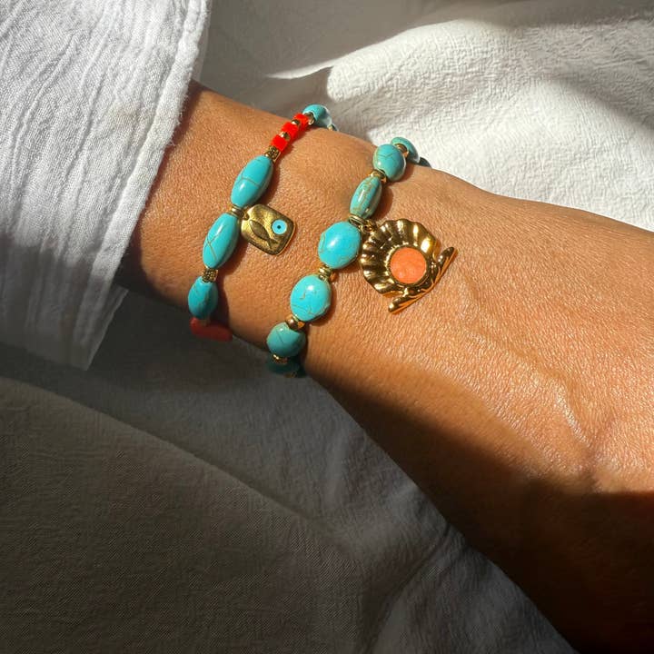 Christina Christi - Wholesale Beaded bracelet - Summer Turquoise Beaded Bracelets – Evil Eye & Shell Charms3