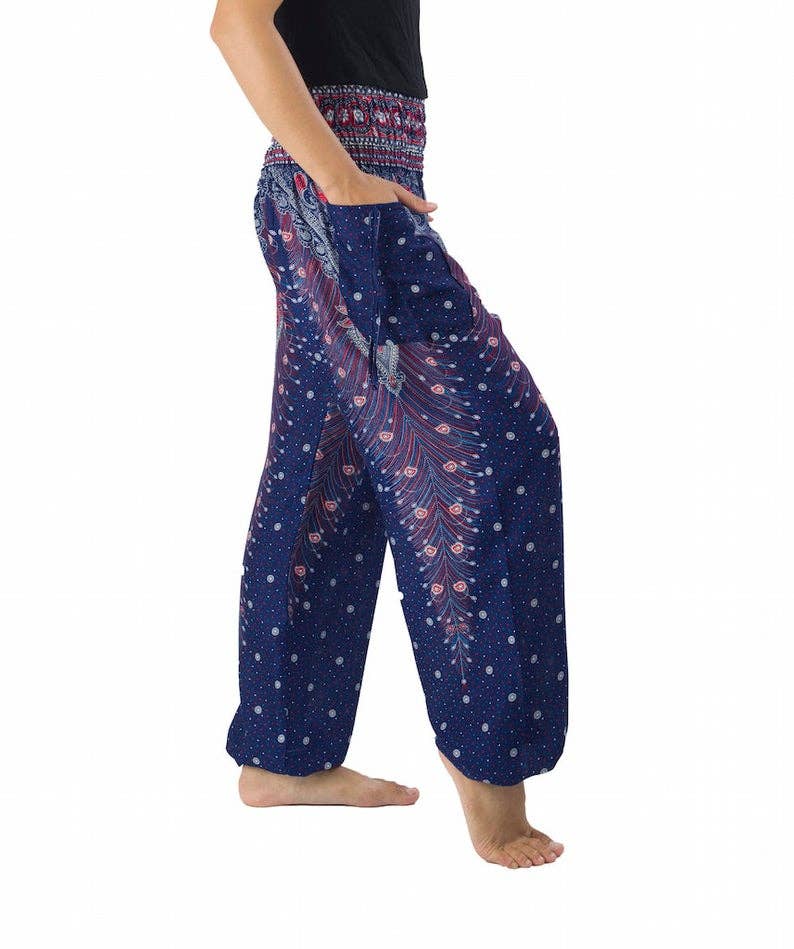 Studio 12 Collective (previously Ethnic Lanna) – Großhandel Hose – Damen – Haremshose Boho mit gesmokter Taille und Taschen - Pfau13