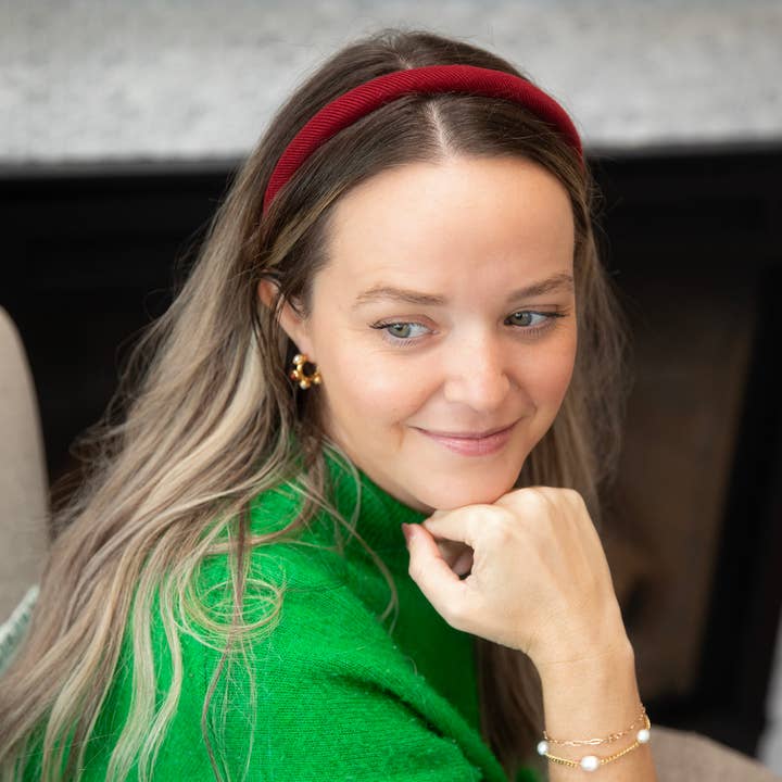 Headbands of Hope | One Purchased One Donated – wholesale Fashion headband – women's – Padded Thin Velvet Headband - Crimson Red4