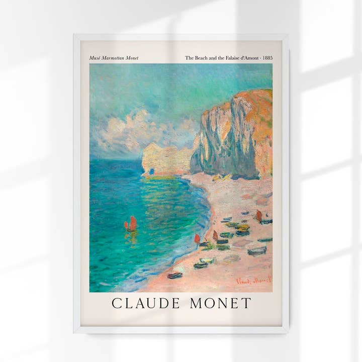 Der Strand und die Falaise d'Amont von Monet Ausstellungsplakat für den Großhandel von Patroa Studio