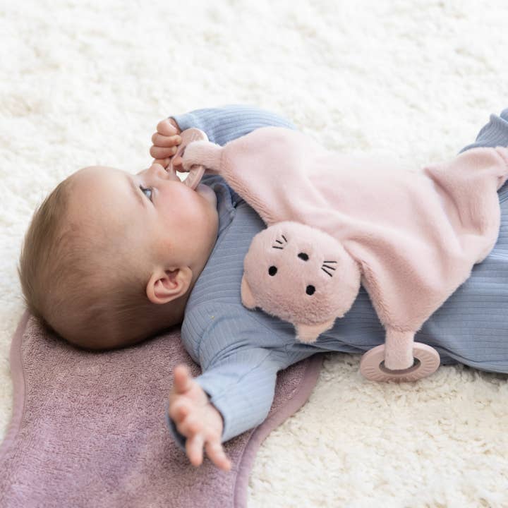 Pink Teether Buddy Charlotte the Cat for wholesale on Faire1