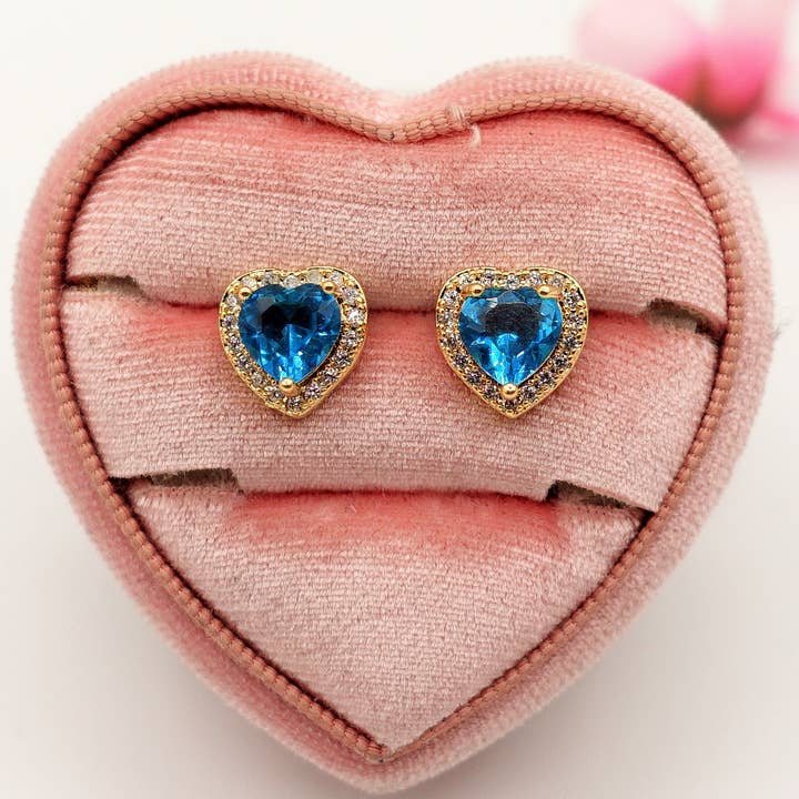 Daemon srls - Wholesale Stud/Post Earrings - DIANA ~Orecchini a bottone con cubic zirconia a forma di cuore8