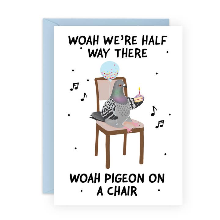PIGEON ON A CHAIR Funny Birthday Card for Him, Her for wholesale by Central 23 Cards