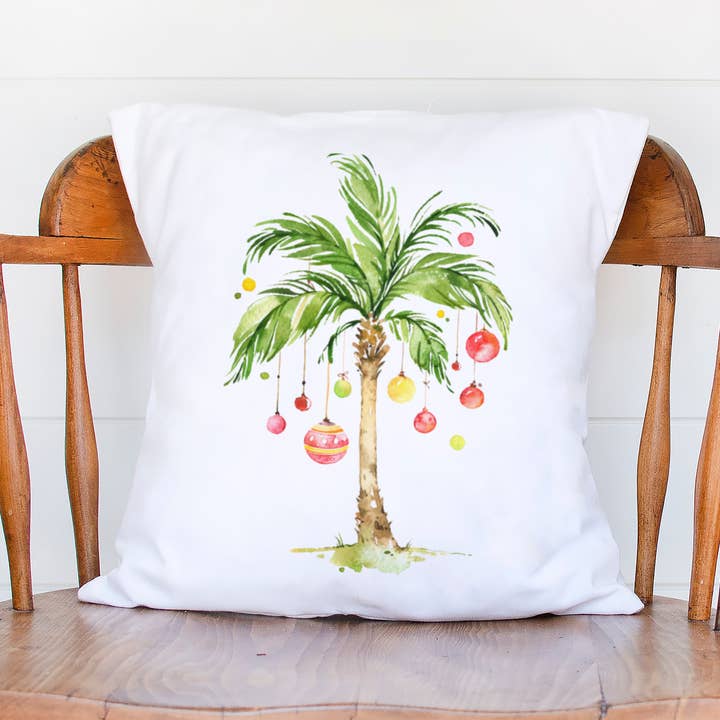 Christmas Palm Tree with Lights Pillow Cover Only for wholesale by Love You a Latte Shop