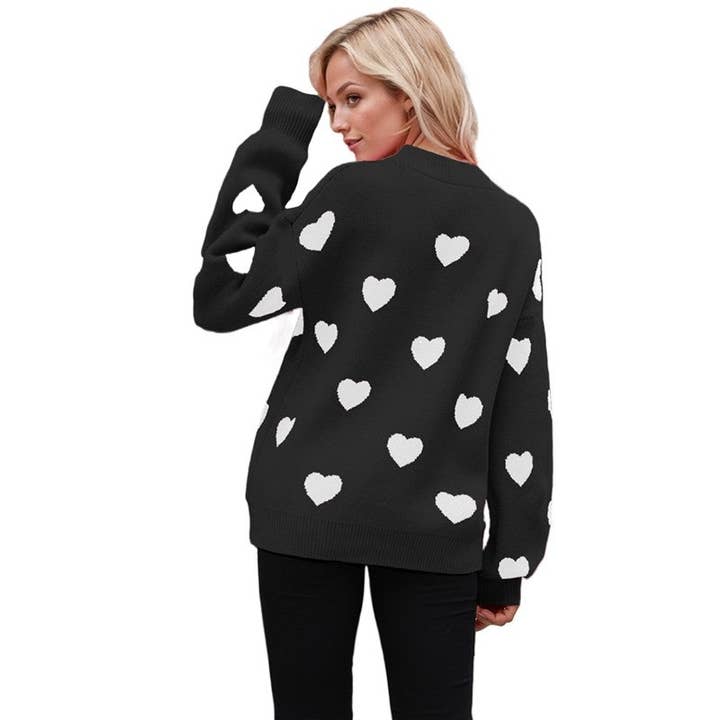 UZ Wholesale Store - Wholesale Knit Sweater - Women's - Oversized Love Jacquard Sweater
