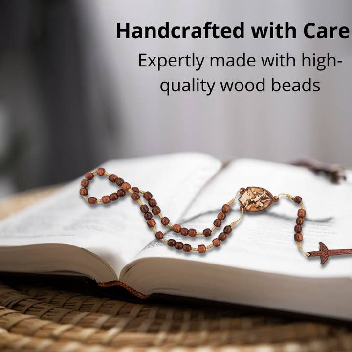 Catholica Shop - Wholesale Prayer beads necklace - St Michael Wood Chaplet3