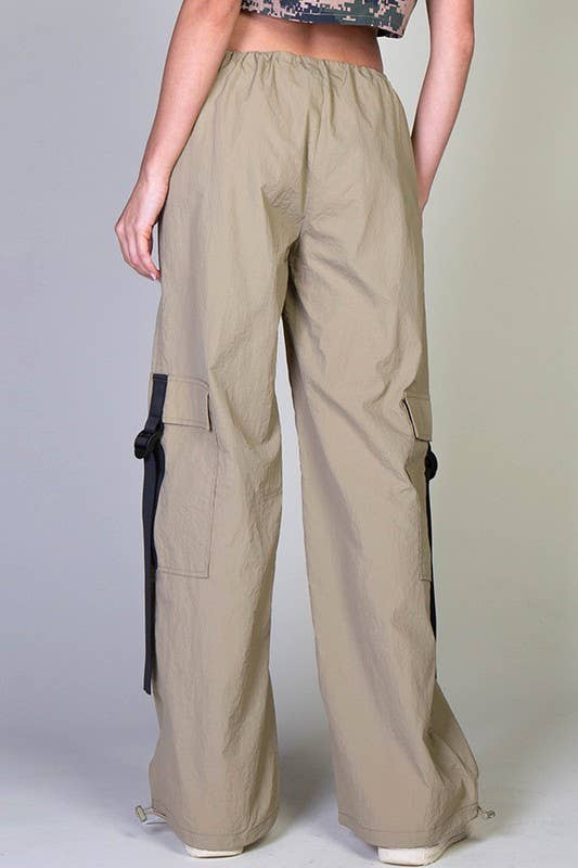 Rehab Lab - Wholesale Pants - Women's - Low Rise Cargo Parachute Pants With Contrast Strap5