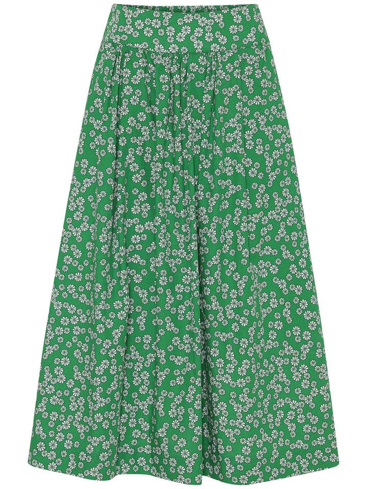 GROBUND Mette nederdelen - den lange i grøn med blomster for engroshandel hos GROBUND