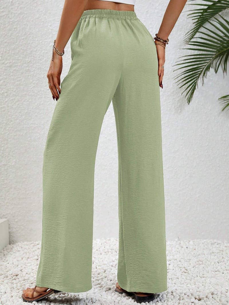 FULL TIME PURCHASE - Vente Pantalon – femme - Pantalon décontracté polyvalent uni à jambes larges et longueur au sol23