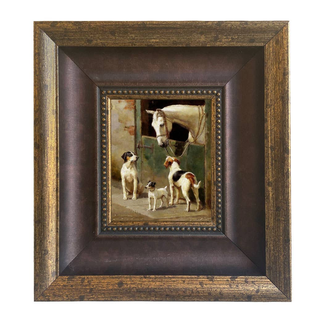 Madison Bay Co. - Historical Home Decor Reproductions - Wholesale Art Print - Dog and Horse at Stable Vintage Painting Print on Canvas56