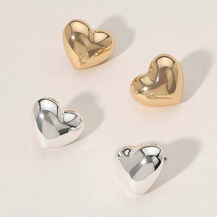 Metal Puffy Heart Stud Earrings
for wholesale by Sensibling Corp.