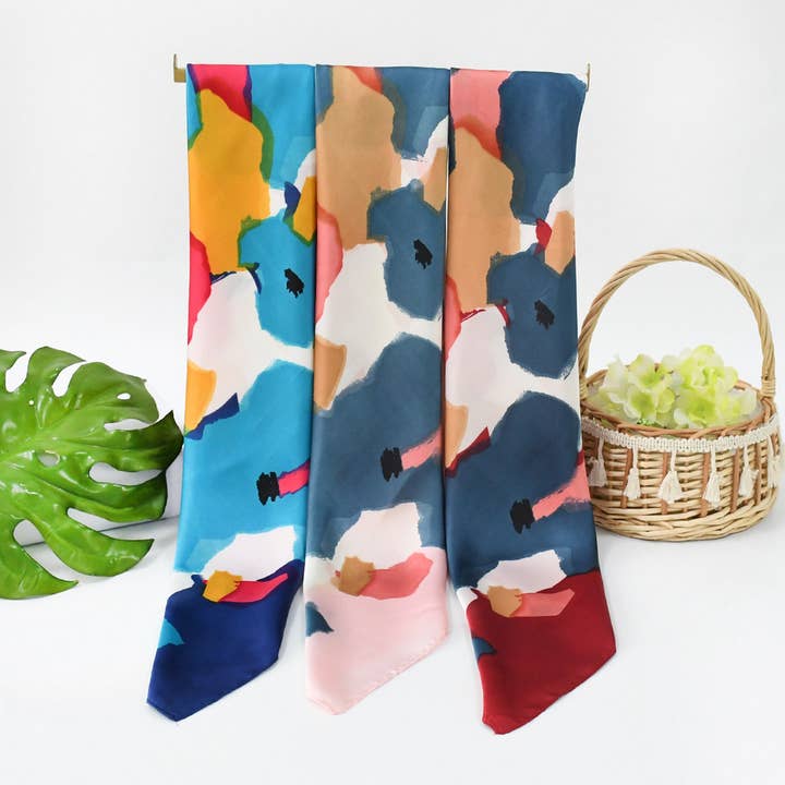 ACCITY - Wholesale Scarf - Women's - 2024 NEW RETRO POLKA DOT COLORBLOCK SQUARE SCARF_CWASC1157