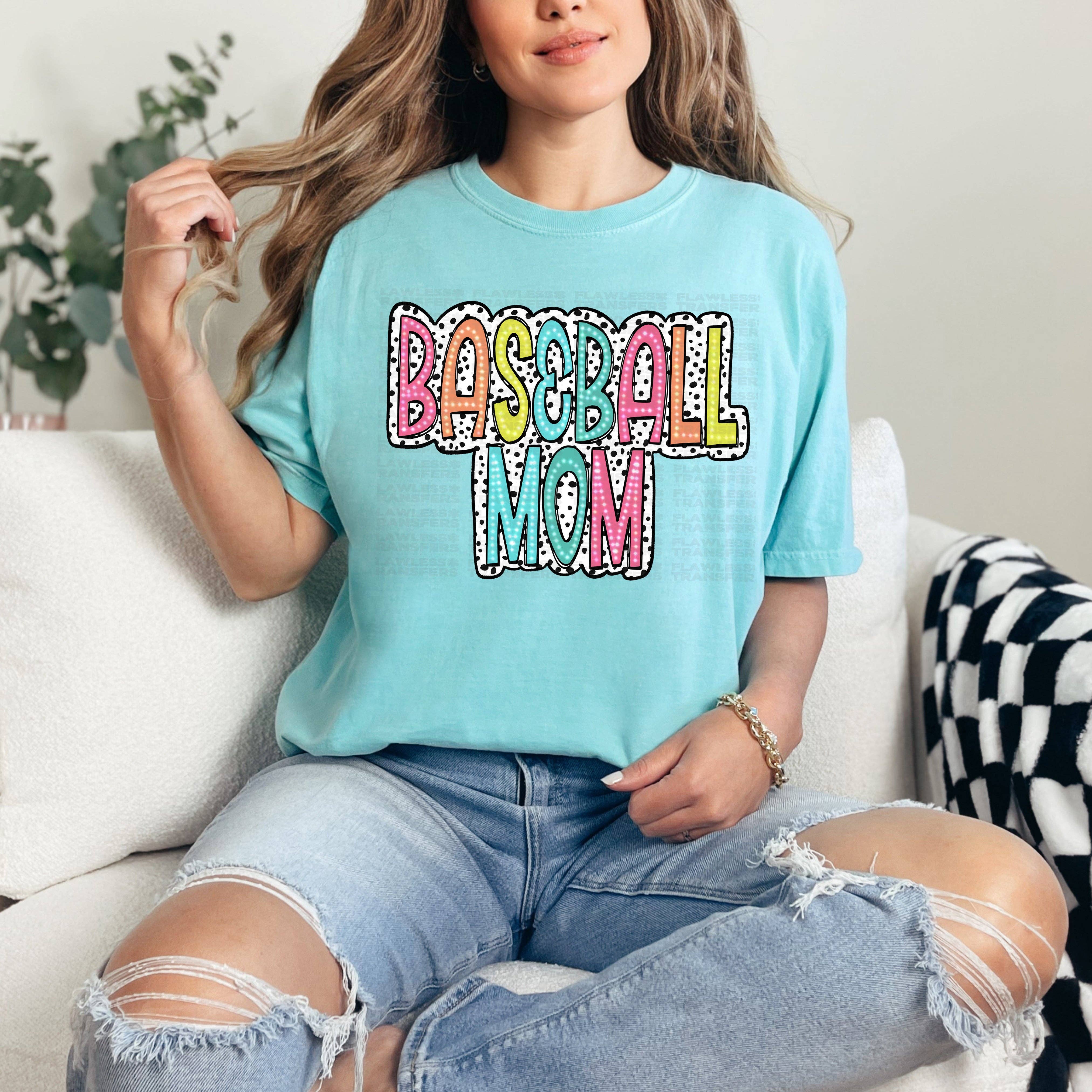 Flawless Transfers - Wholesale Sublimation Transfer - Baseball Mom Bright Color Doodle Dalmatian Dots DTF Transfer0