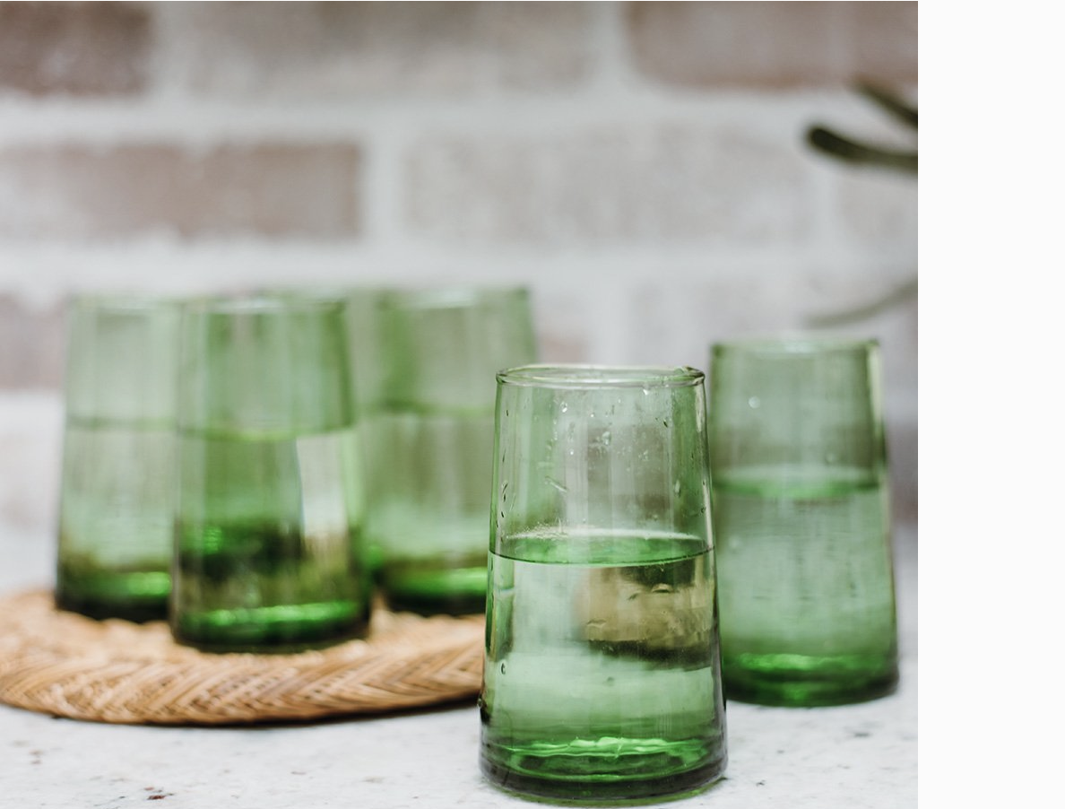 High crafty - Wholesale Drinking Glass/Cup - Hand-Blown Recycled Green Glasses – Traditional Moroccan Tea0