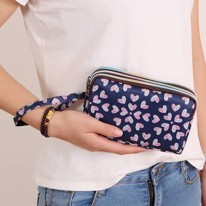 JOSSLYN by wall to wall - Wholesale Wristlet - WRISTLET WALLET POUCH WITH TRIPLE ZIP COMPARTMENT | 40P5203