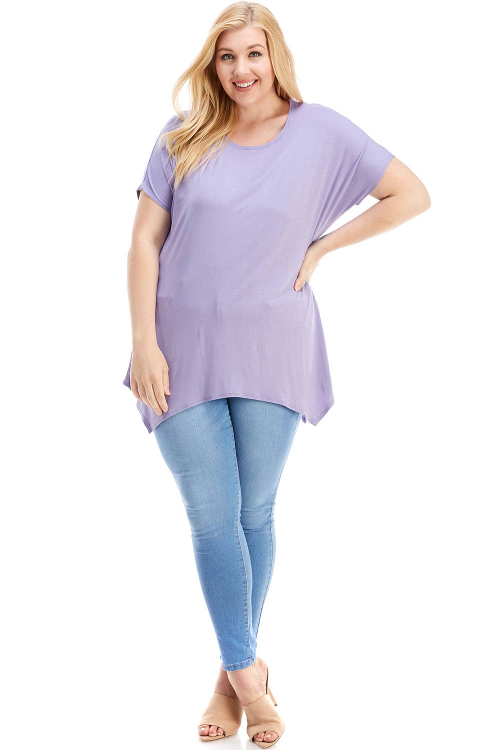 Azules Clothing - Wholesale Tunic - Women's - ATP-2307RSX Plus Size Asymmetric Short Sleeve Tunic43