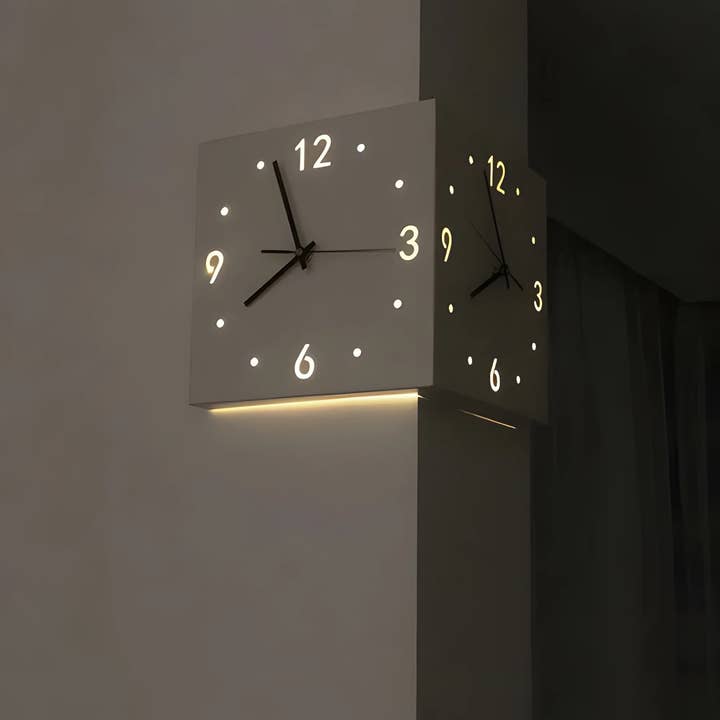 Yellow Voice Sensor Backlit Corner Clock for wholesale on Faire