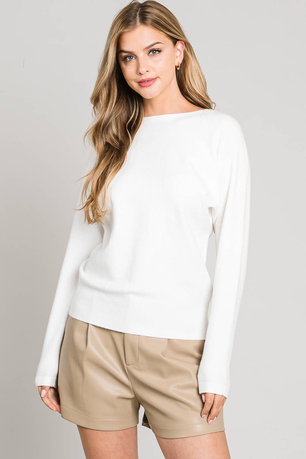 Allie Rose – wholesale Pullovertröja - Dam – Mjukt Chevronmönster Fine Gauge Dolman8