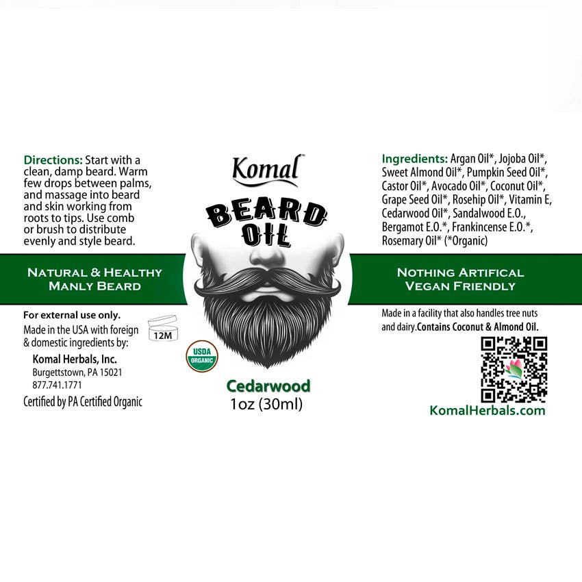 Komal Herbals, Inc - Wholesale Beard Styling Product - Wholesale - Organic Beard Oil, 1oz 3