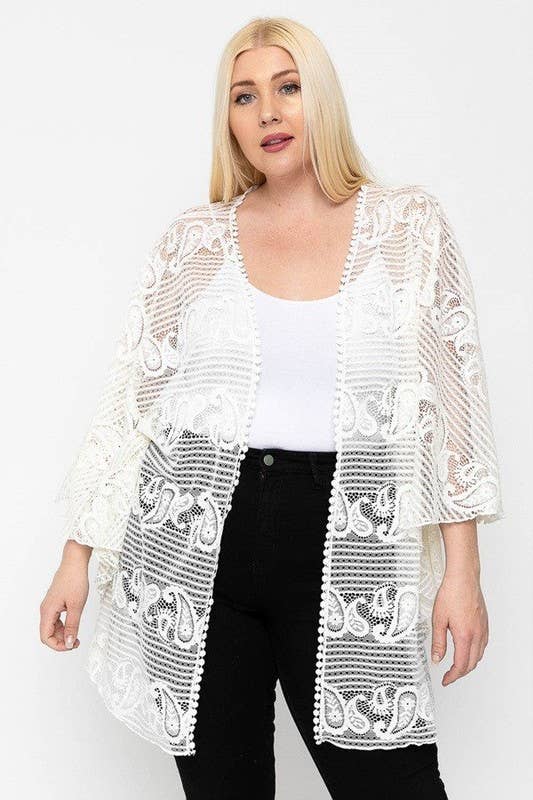 white lace cardigan plus size