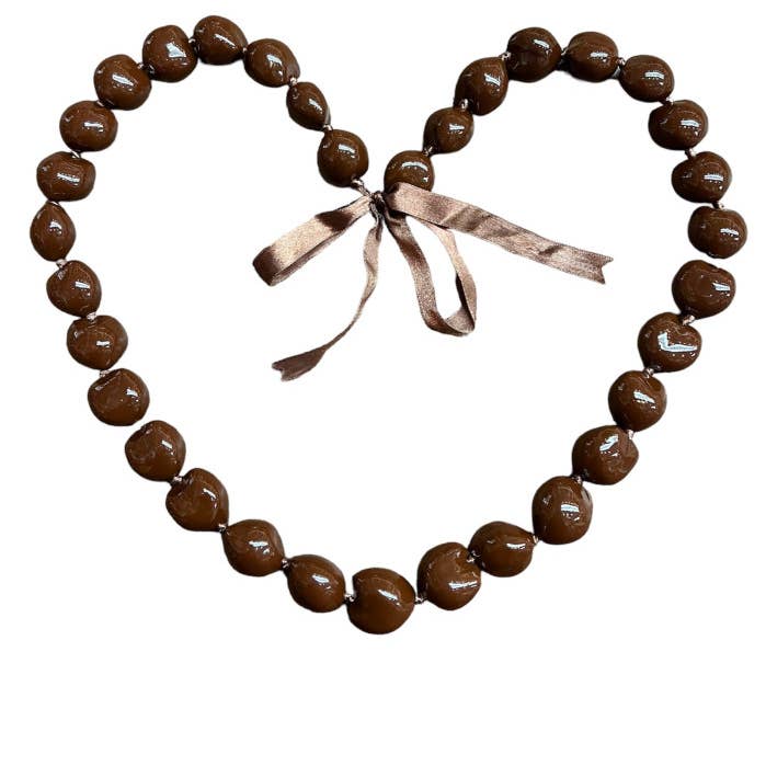 DK Hawaii - Wholesale Beaded/Pearl Necklace - Solid Brown Kukui Nut Lei-Necklace0