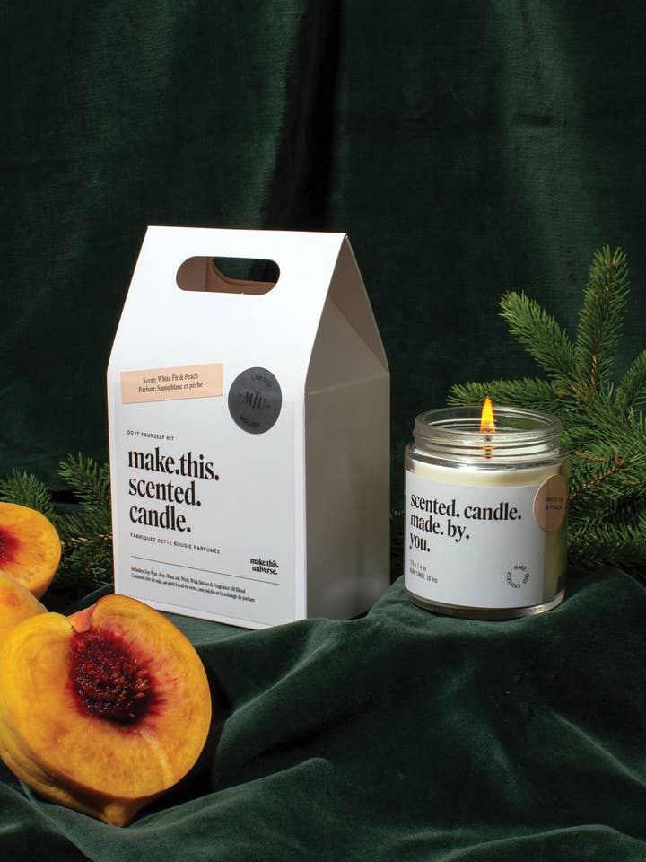 Kit de fabrication de bougies à faire soi-même : sapin blanc et pêche pour la vente par Make This Universe