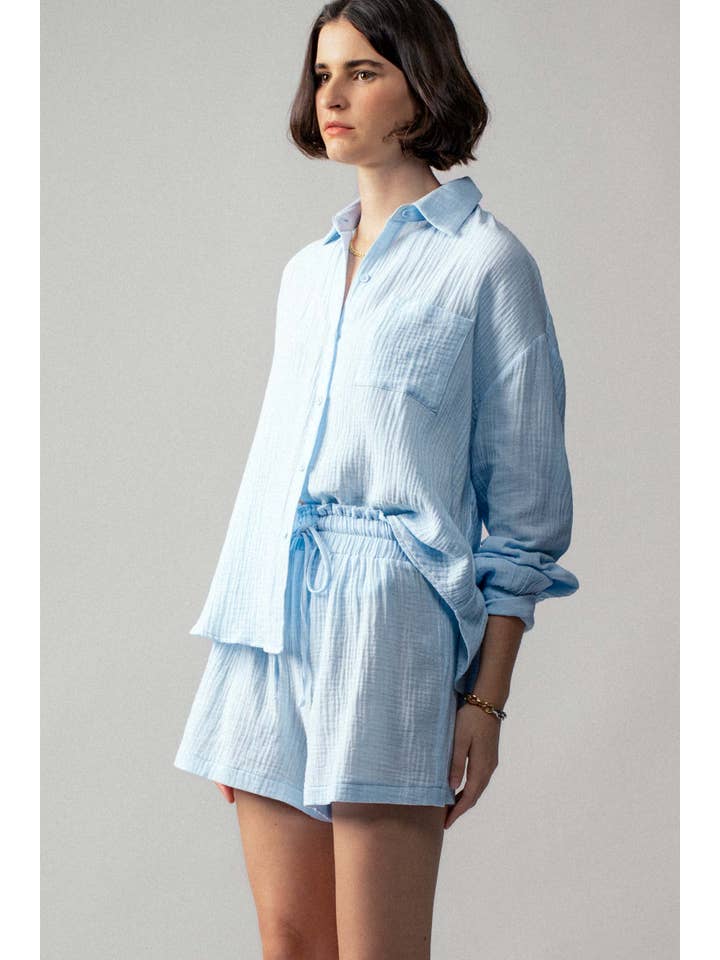 Urban Daizy - Wholesale Lounge Set - Women's - Crinkle Cotton Gauze Resort Button-Up Set16